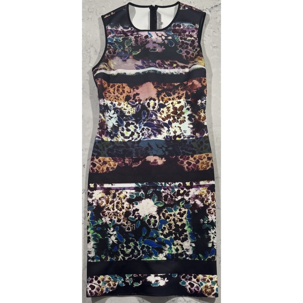 Clover Canyon Sheath Dress Womens Medium Floral Leopard Print Scuba Knit